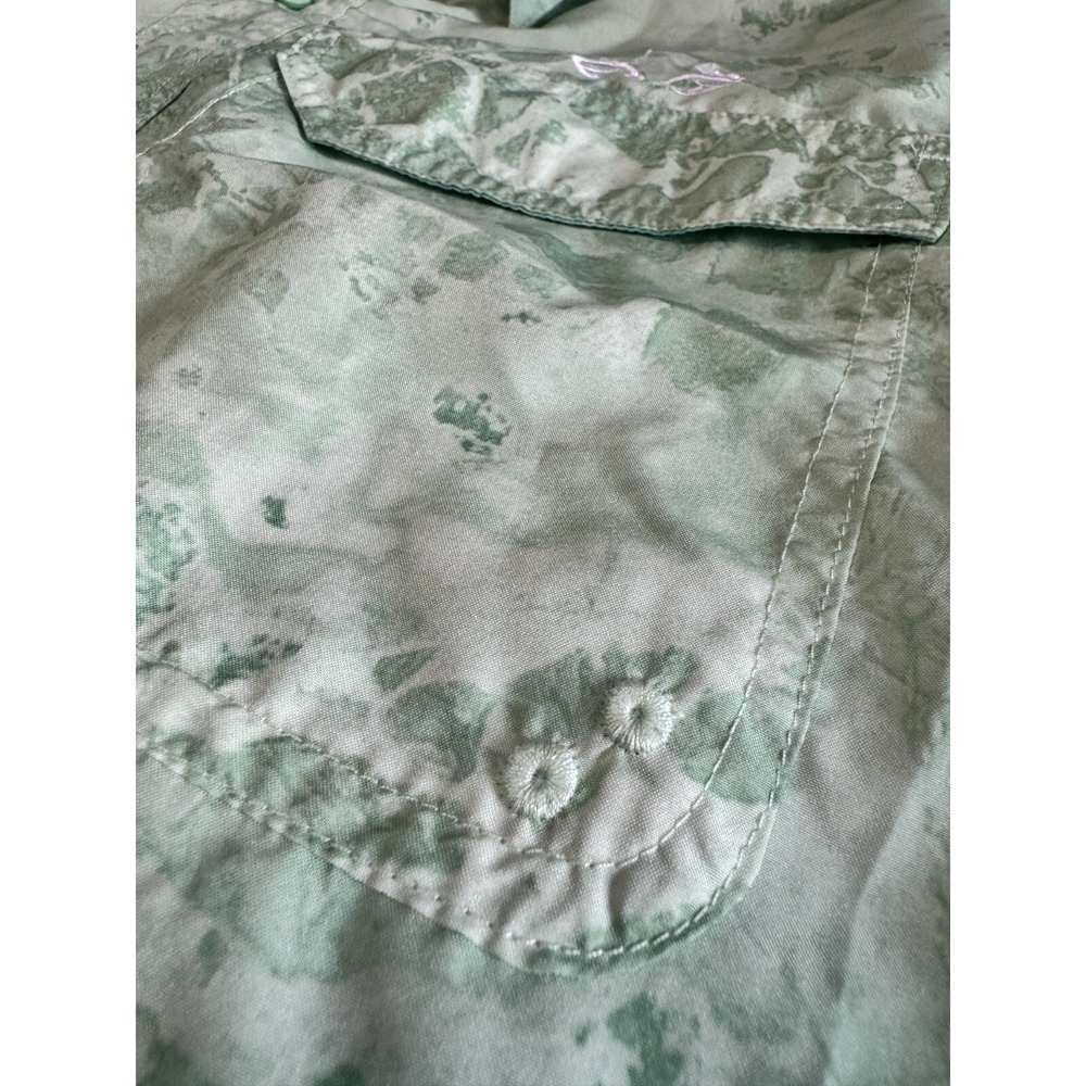 Realtree Fishing Shirt Mens Large Green Camo Short Sleeve Button Down Wave L - Picture 6 of 12